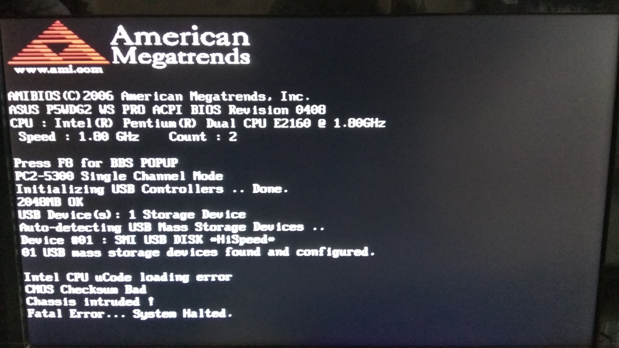 TPM chassis intruded error message from an AMI BIOS